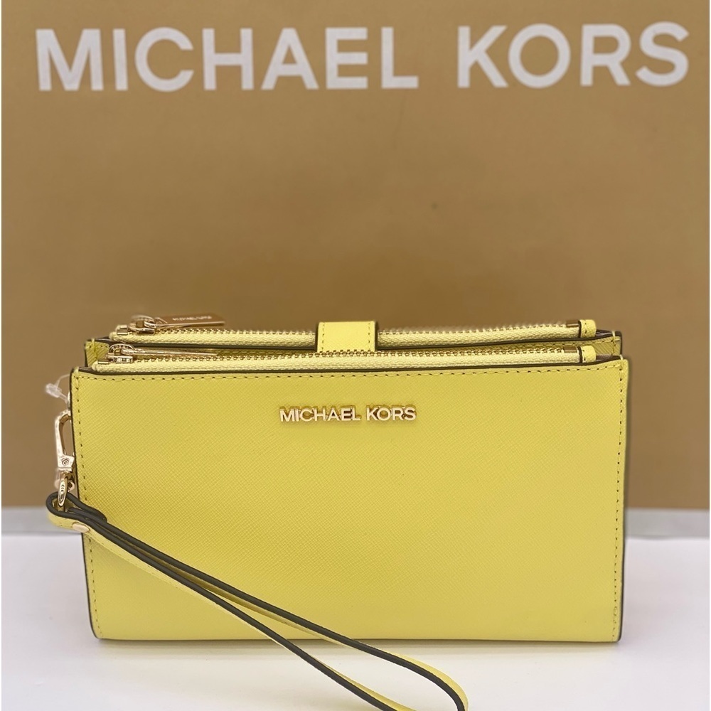 Michael Kors DoubleZip Wallet Wristlet Phone Case Sunshine - Picture 4 of 11